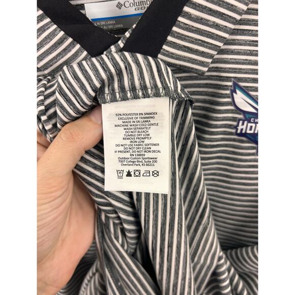 NWT Charlotte Hornets Columbia Polo Shirt Men’s Medium Gray Stripe Omni-Wick - Picture 3 of 10